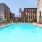 a swimming pool in a courtyard